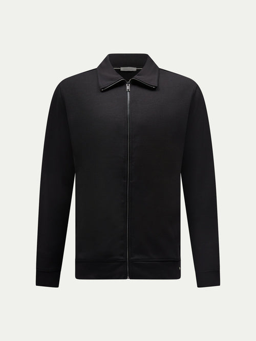 Black Interlock Zip Funnel Sweatshirt for Casual Wear