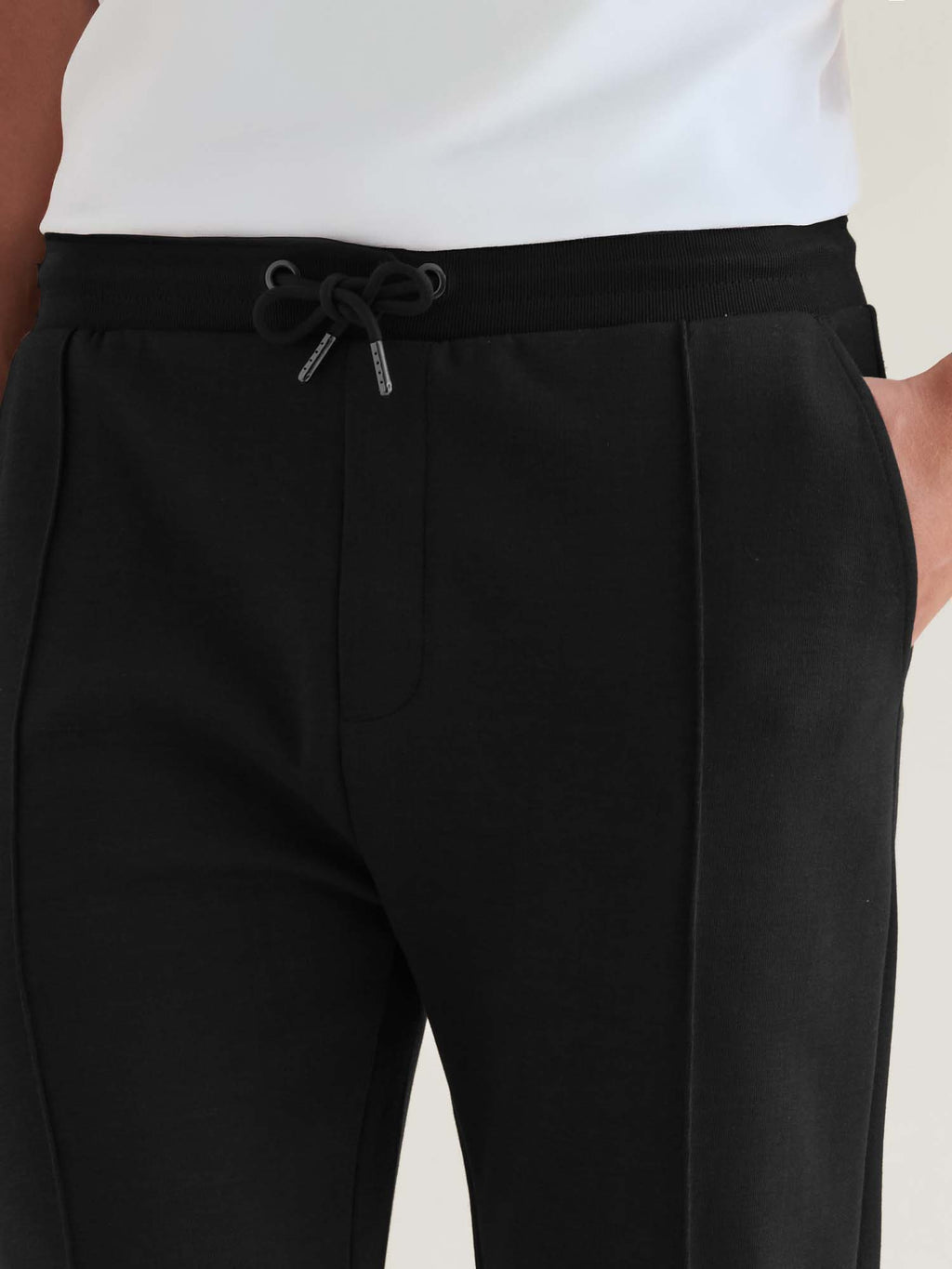Black Jersey Interlock Jogger Pants for Casual Wear and Comfort