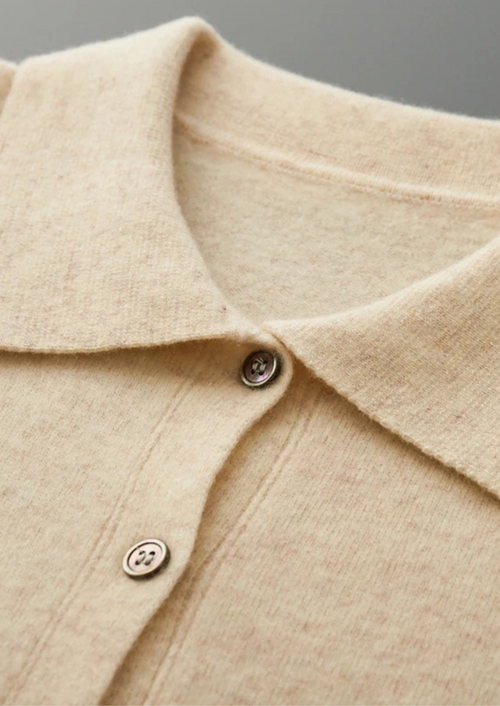 Cashmere Polo Cardigan for Women - Soft 100% Cashmere Knit Sweater