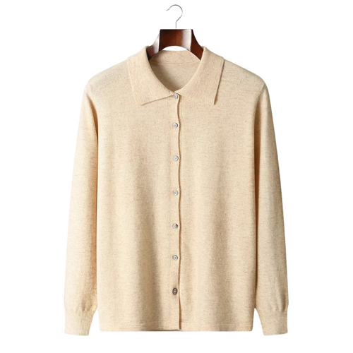 Cashmere Polo Cardigan for Women - Soft 100% Cashmere Knit Sweater