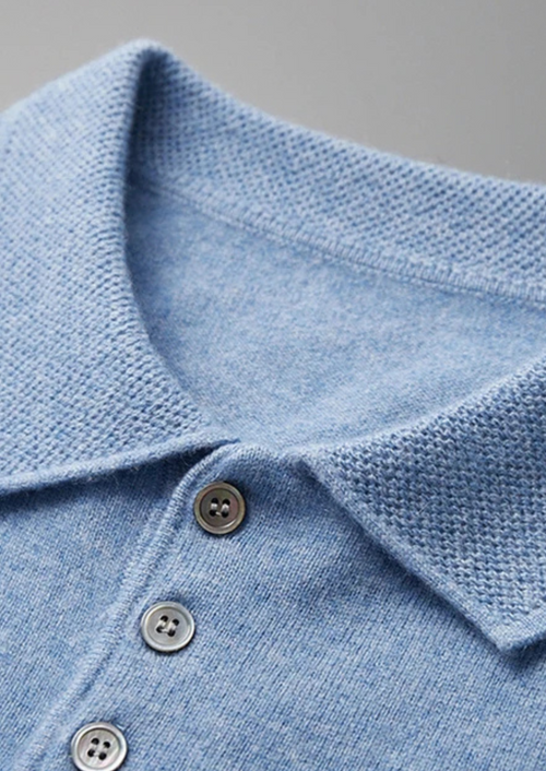 Cashmere Polo Shirt for Men - Classic Fit - 100% Soft Cashmere - Casual Wear