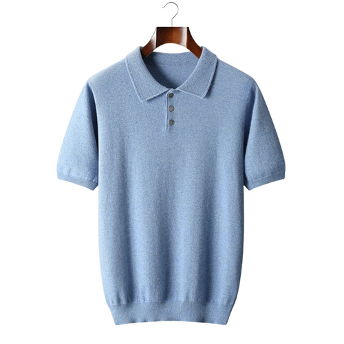 Cashmere Polo Shirt for Men - Classic Fit - 100% Soft Cashmere - Casual Wear