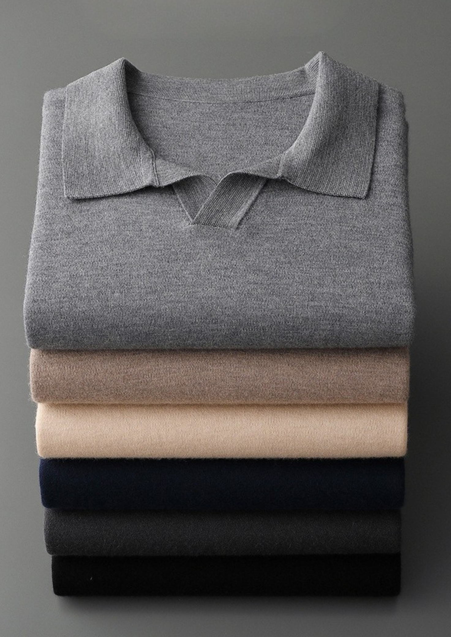 Cashmere Polo Sweater - Buttonless Design for Casual Wear - 100% Cashmere