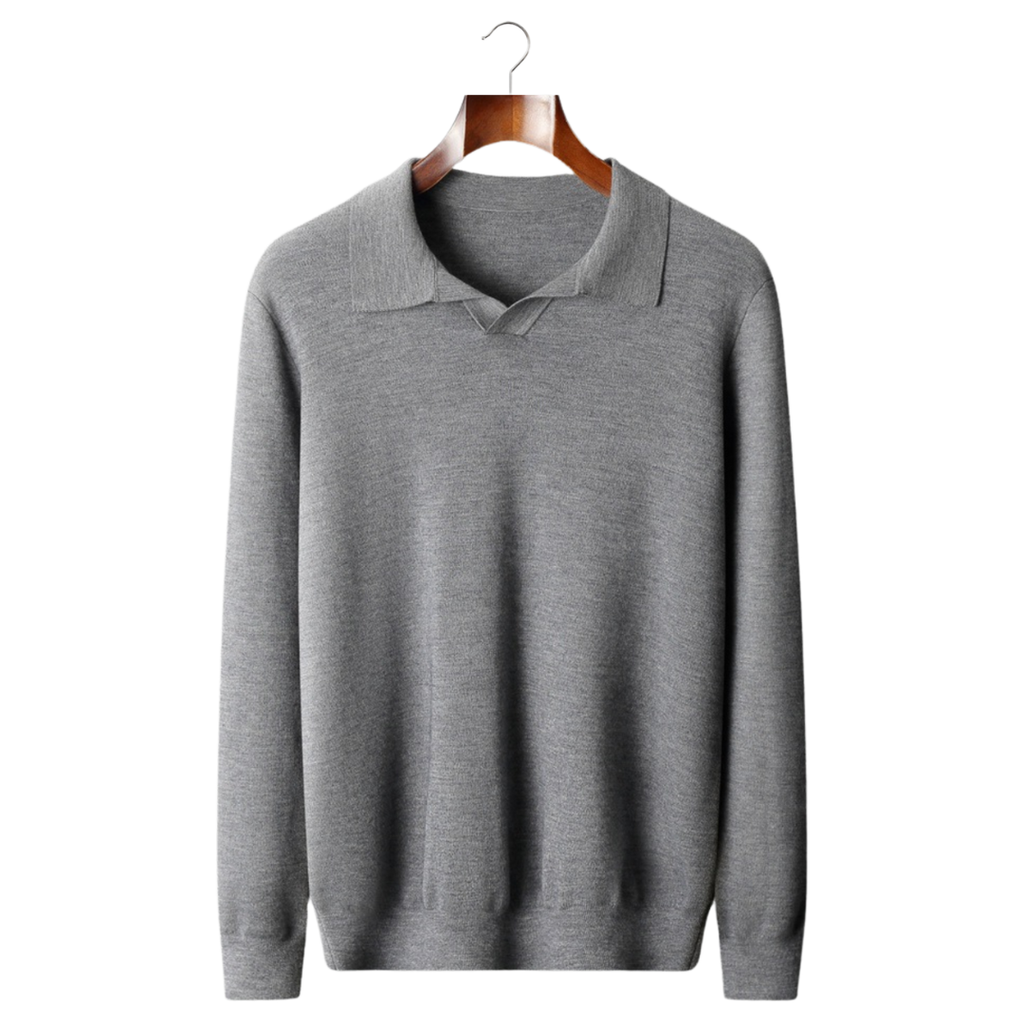 Cashmere Polo Sweater - Buttonless Design for Casual Wear - 100% Cashmere