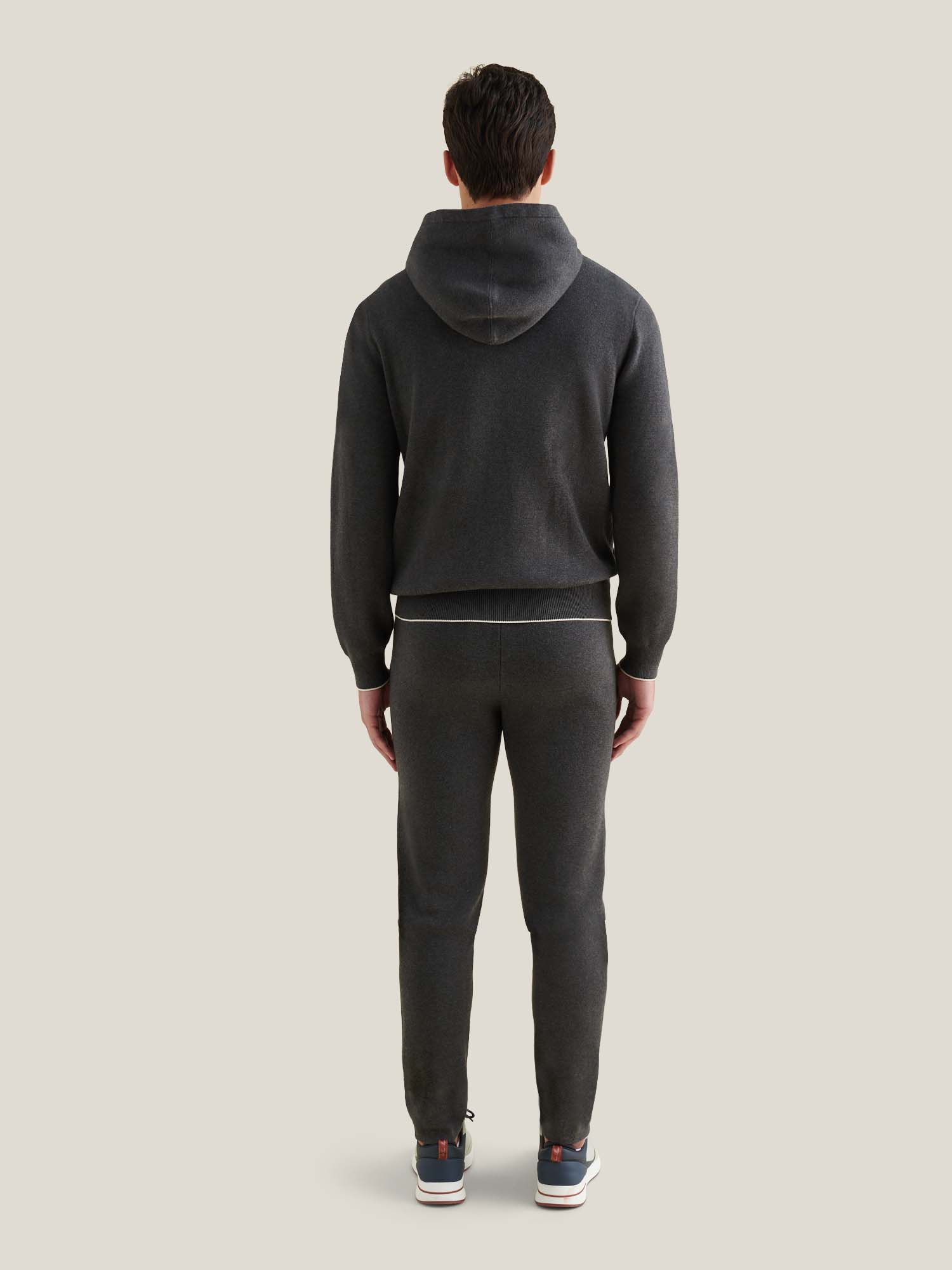 Charcoal Grey Knit Zip Hoodie for Men - Casual Wear, Milano Style