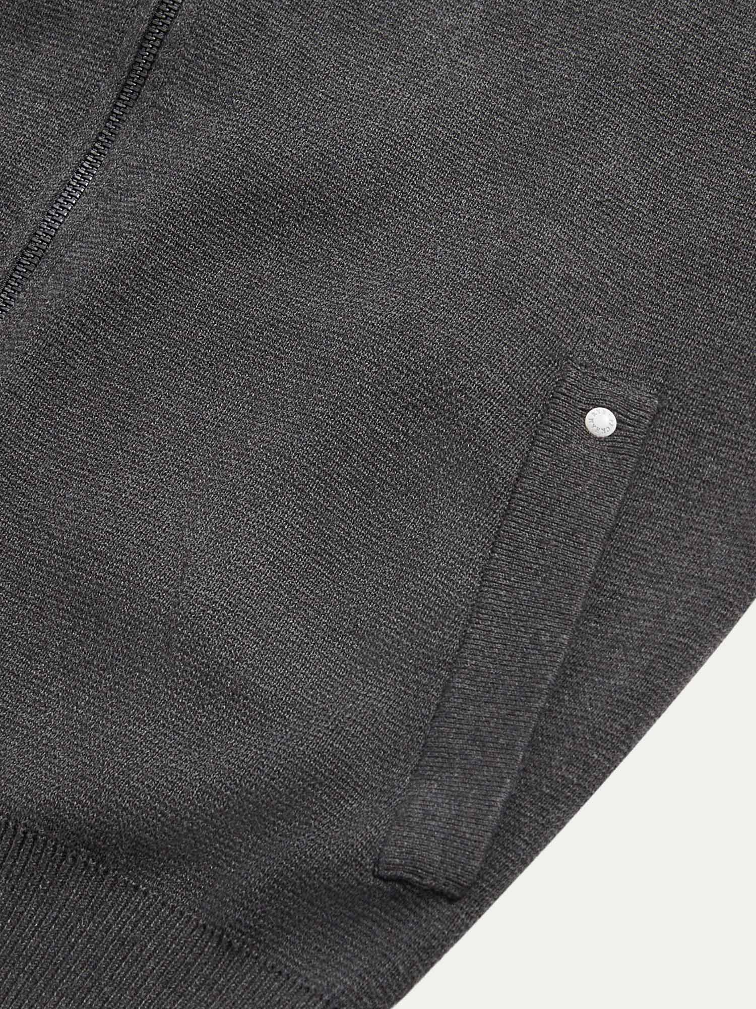 Charcoal Grey Knit Zip Hoodie for Men - Casual Wear, Milano Style