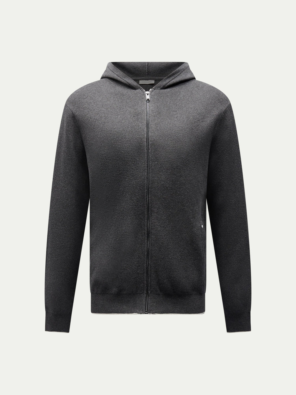 Charcoal Grey Knit Zip Hoodie for Men - Casual Wear, Milano Style