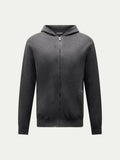 Charcoal Grey Knit Zip Hoodie for Men - Casual Wear, Milano Style