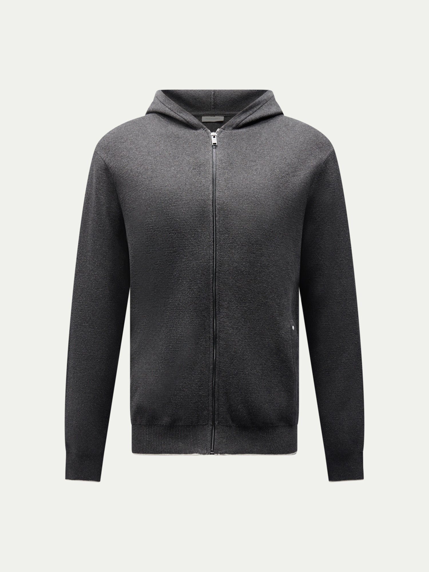Charcoal Grey Knit Zip Hoodie for Men - Casual Wear, Milano Style