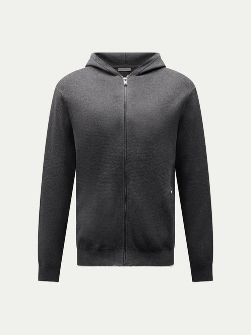 Charcoal Grey Knit Zip Hoodie for Men - Casual Wear, Milano Style