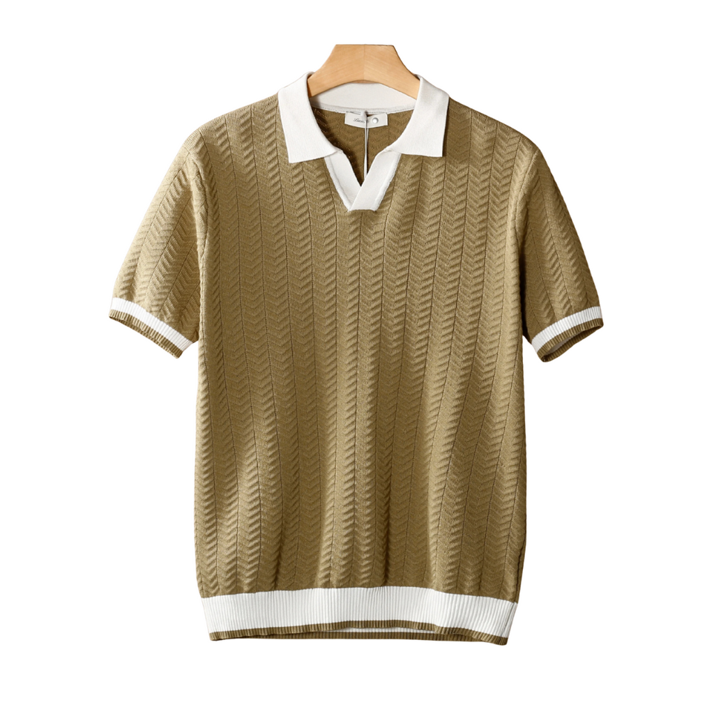 Contrast Textured Polo Shirt for Men - Casual Wear, Comfortable Fit
