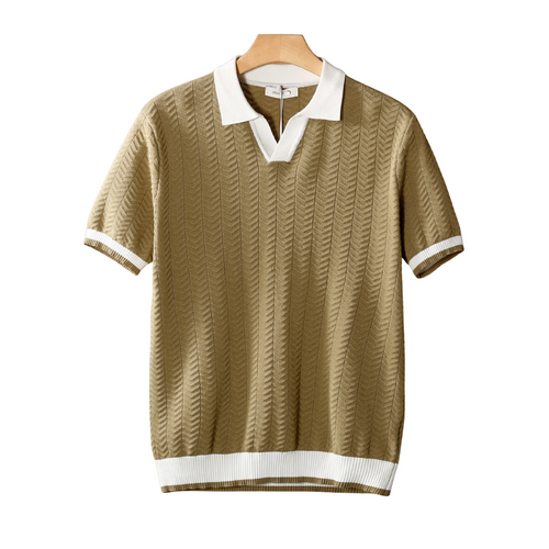 Contrast Textured Polo Shirt for Men - Casual Wear, Comfortable Fit