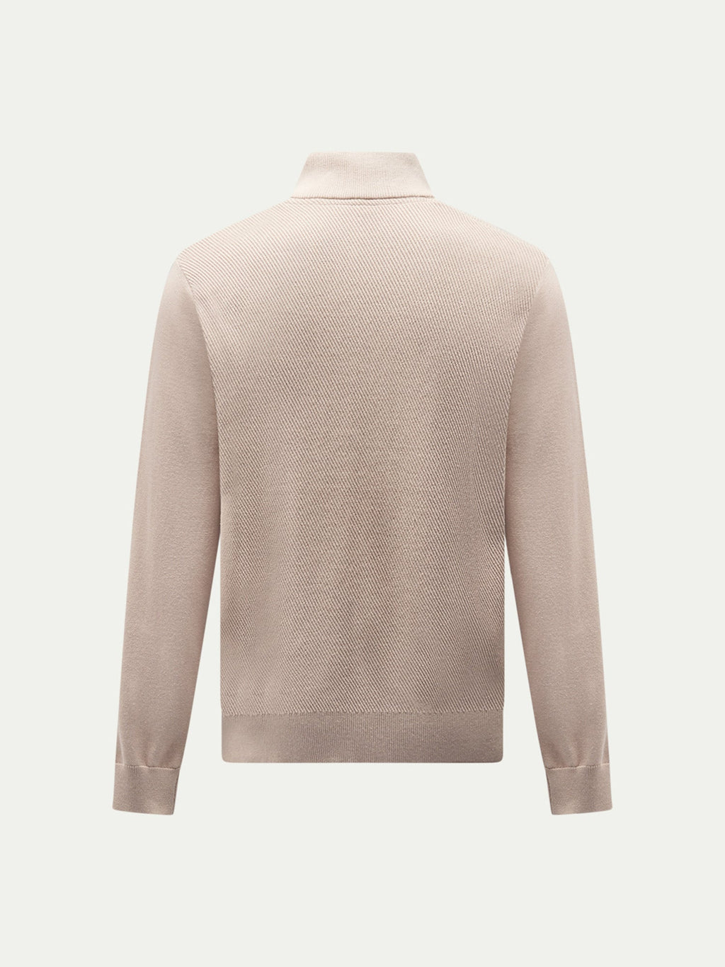 Cotton Blend Rib Knit ¼ Zip Pullover for Casual Wear in Simply Taupe