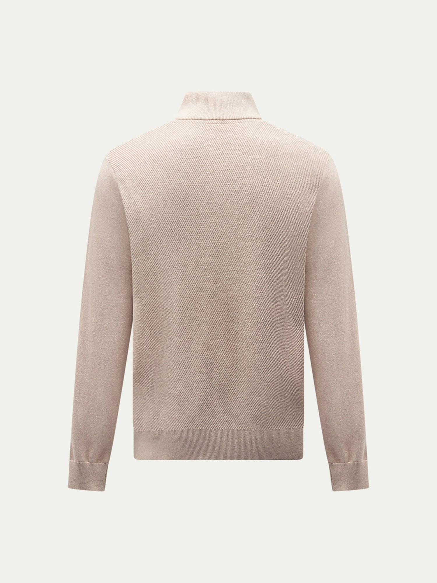 Cotton Blend Rib Knit ¼ Zip Pullover for Casual Wear in Simply Taupe