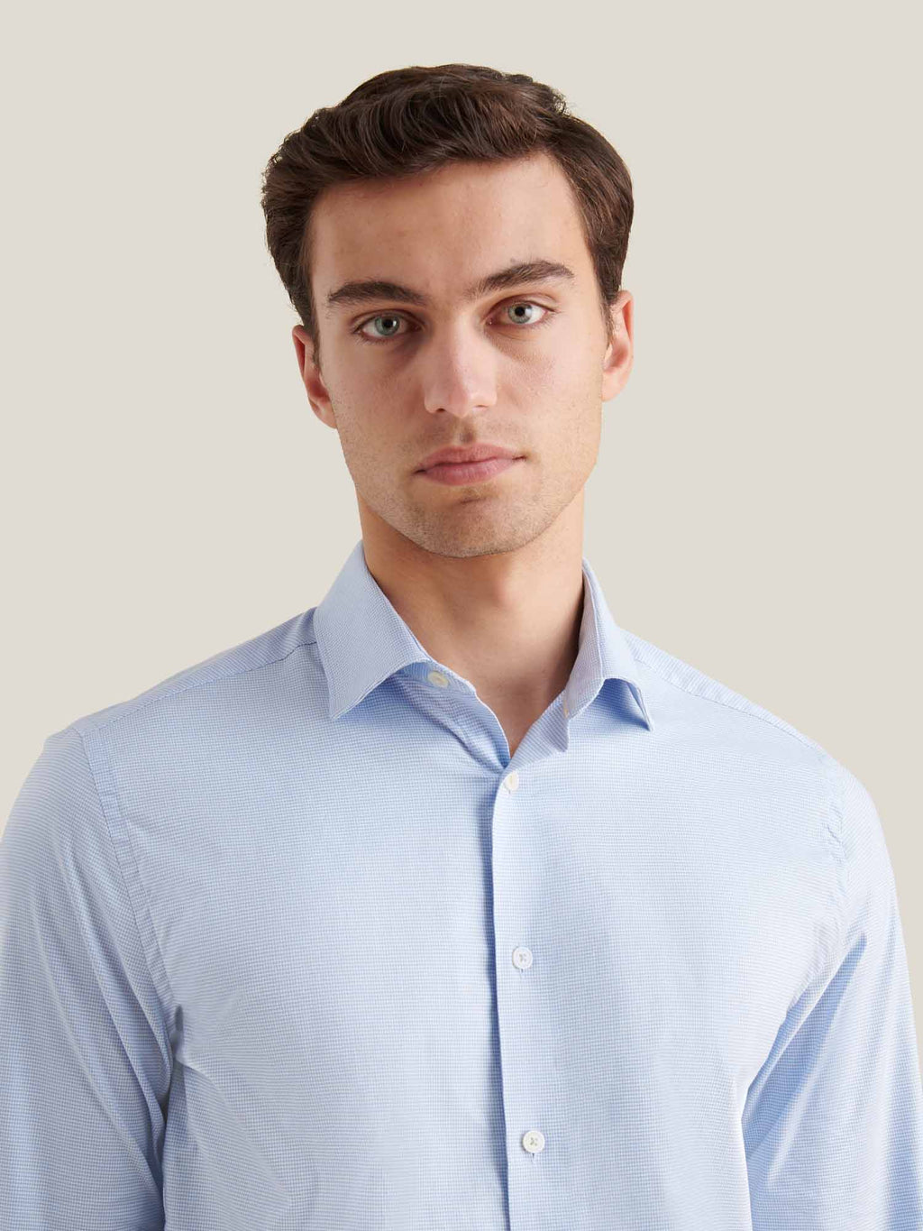 Cutaway Collar Shirt for Men in Blue Blizzard - Cotton Casual Wear