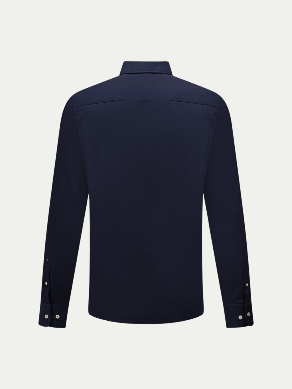 Dark Sapphire Navy Jersey Hidden-Button Shirt for Casual Wear