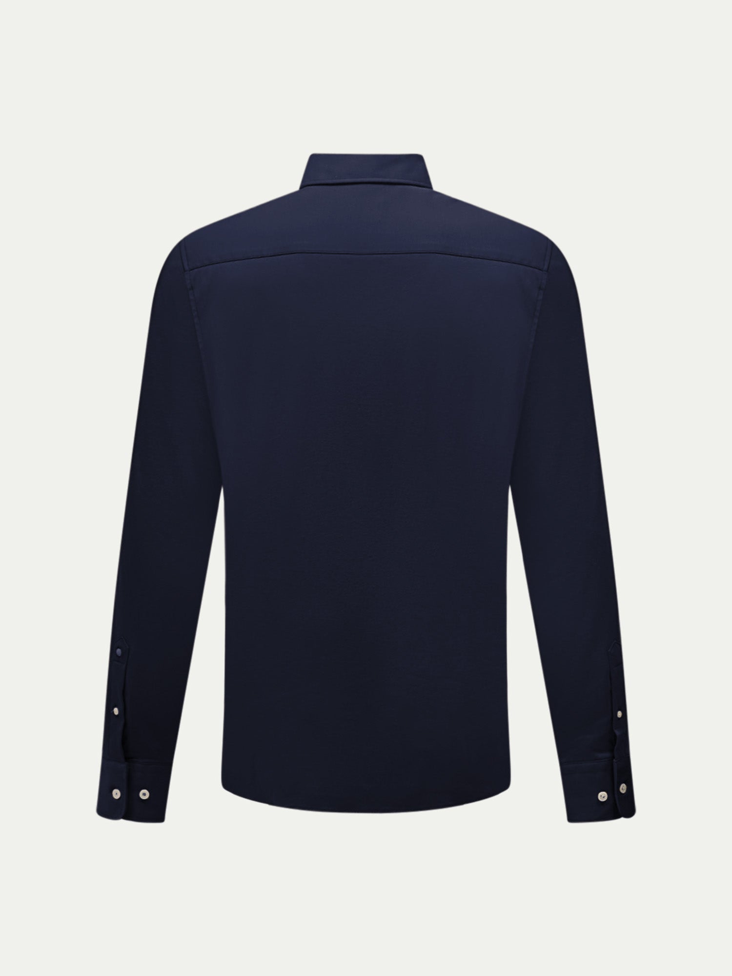 Dark Sapphire Navy Jersey Hidden-Button Shirt for Casual Wear