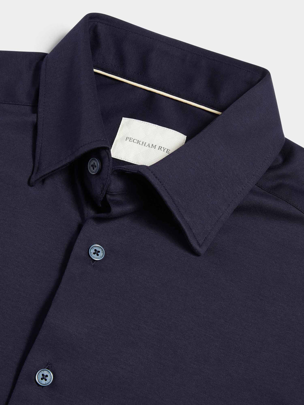Dark Sapphire Navy Jersey Hidden-Button Shirt for Casual Wear