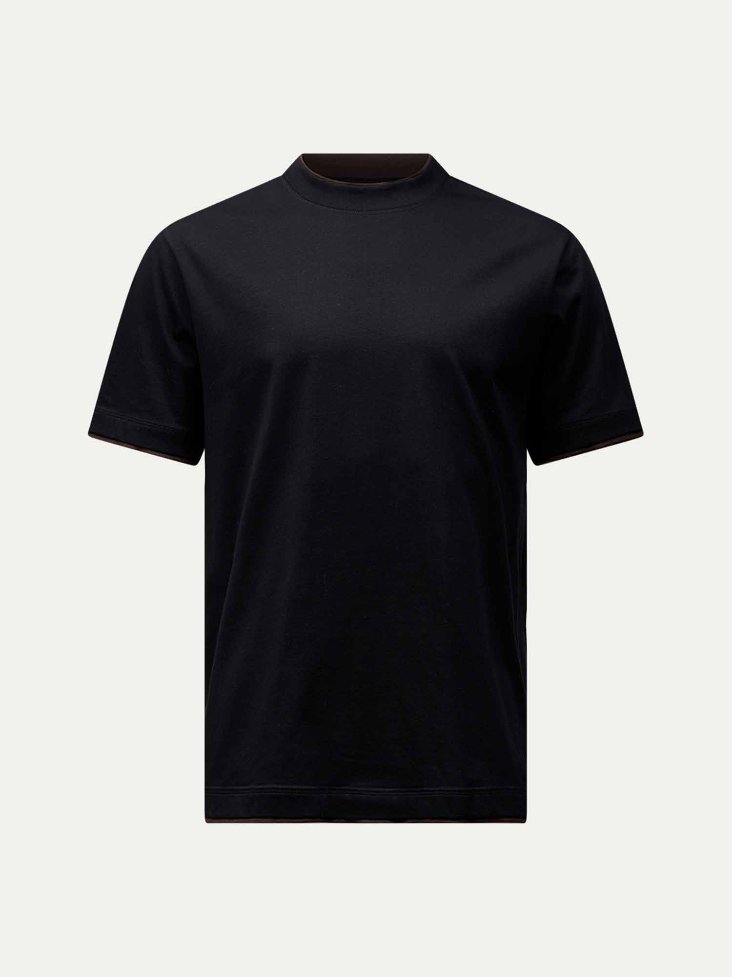 Double Layer Black T-Shirt - Soft Cotton Blend - Casual Wear - Unisex