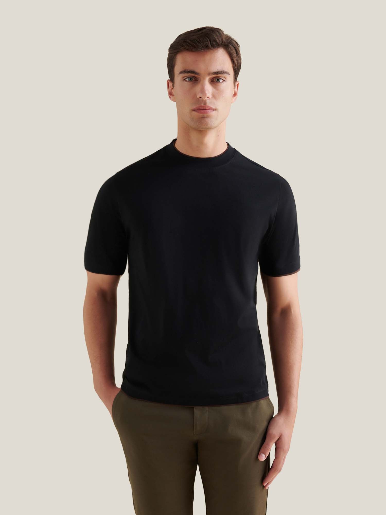 Double Layer Black T-Shirt - Soft Cotton Blend - Casual Wear - Unisex