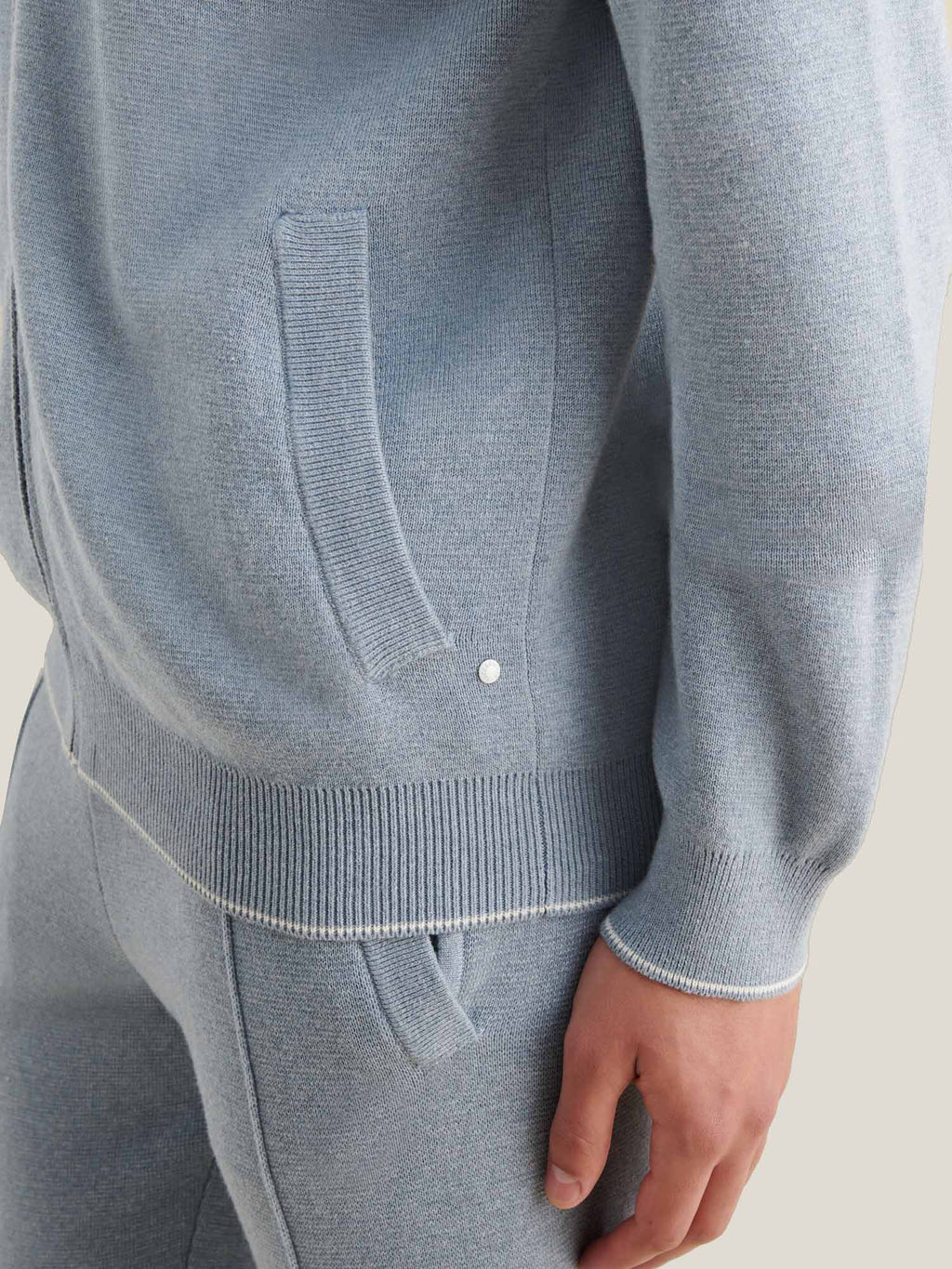 Knit Zip Hoodie Blue Blizzard - Comfortable Casual Wear for Everyday Use