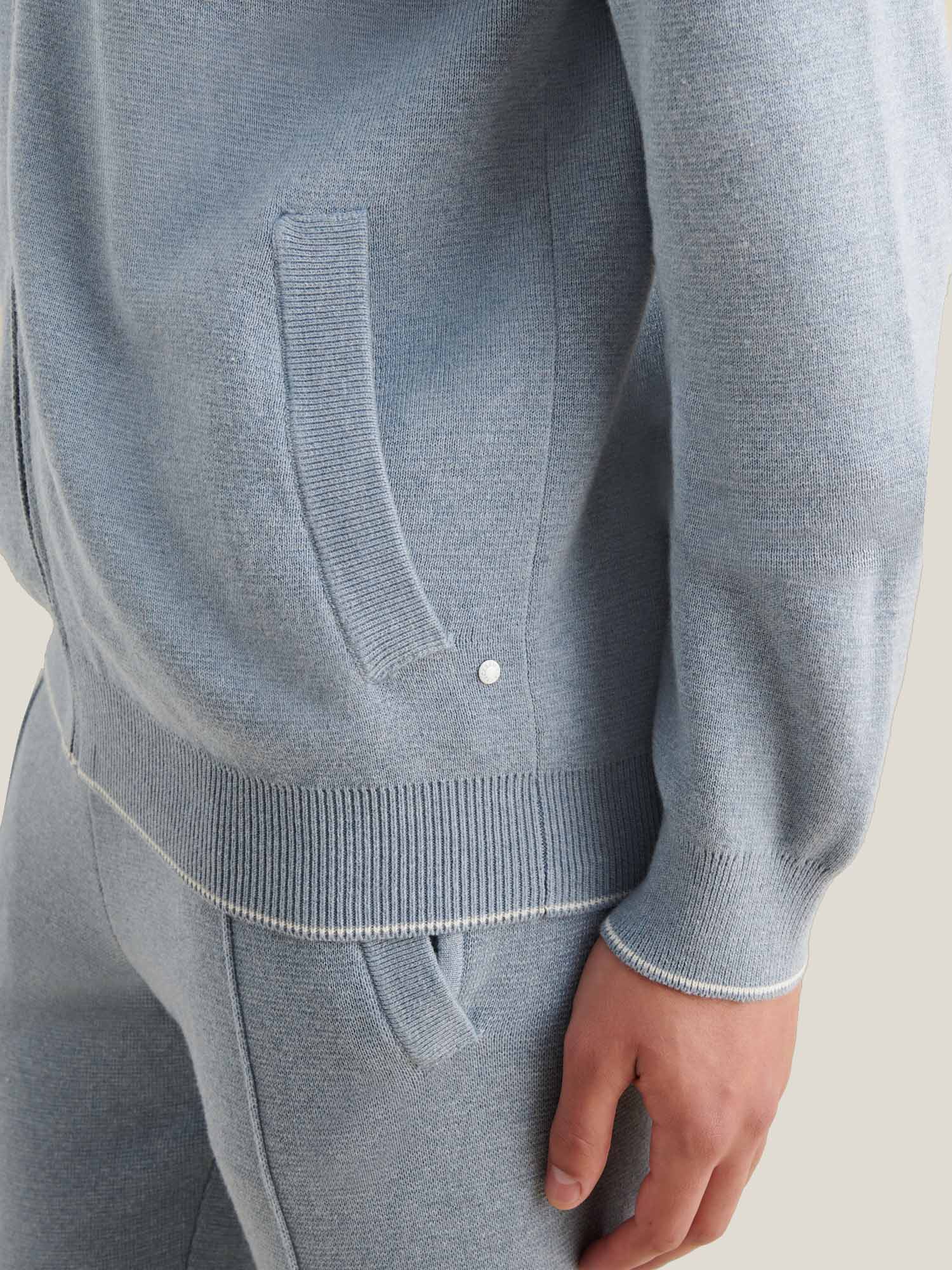 Knit Zip Hoodie Blue Blizzard - Comfortable Casual Wear for Everyday Use