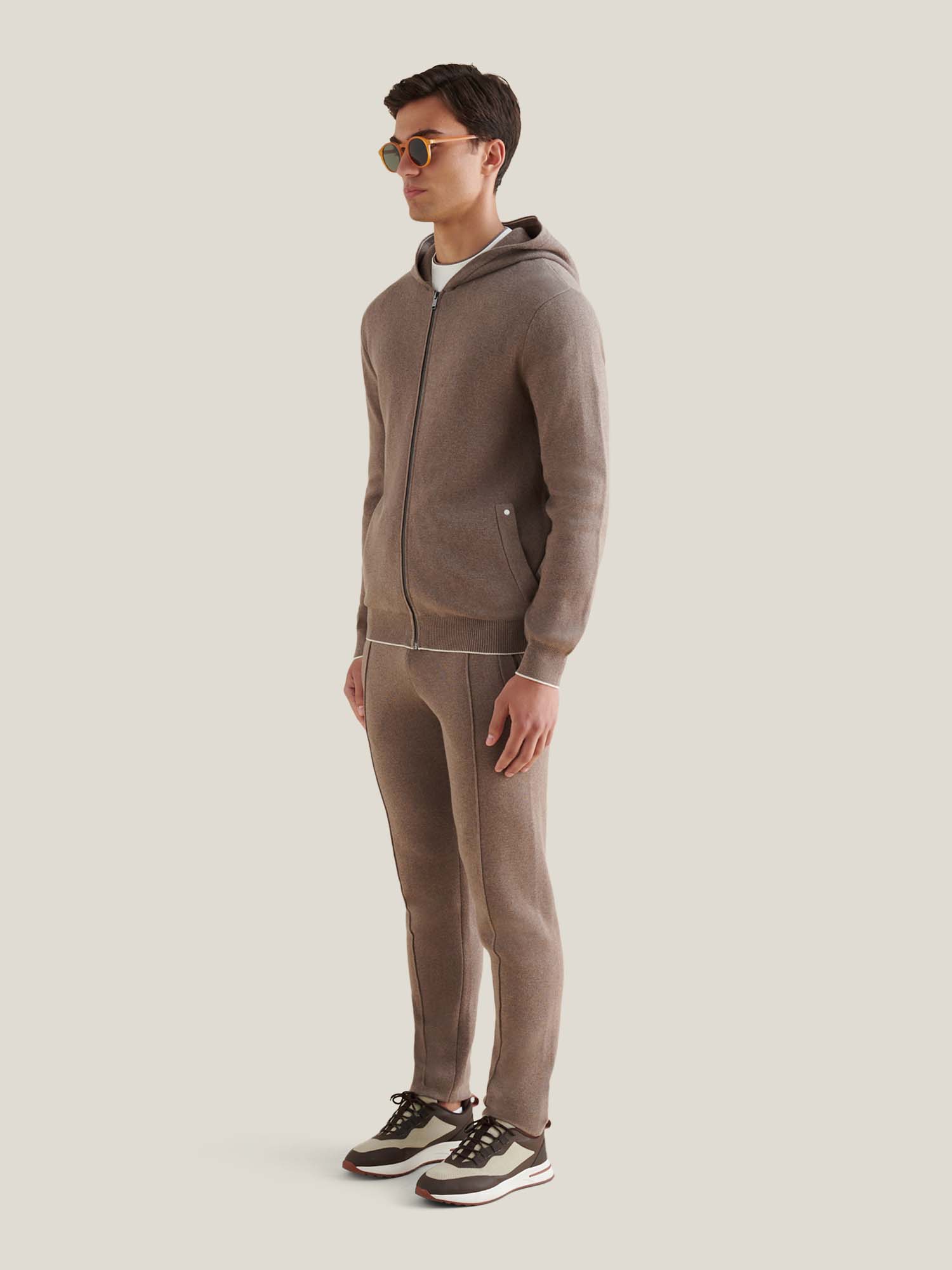 Knit Zip Hoodie in Iron - Comfortable Casual Wear for Men