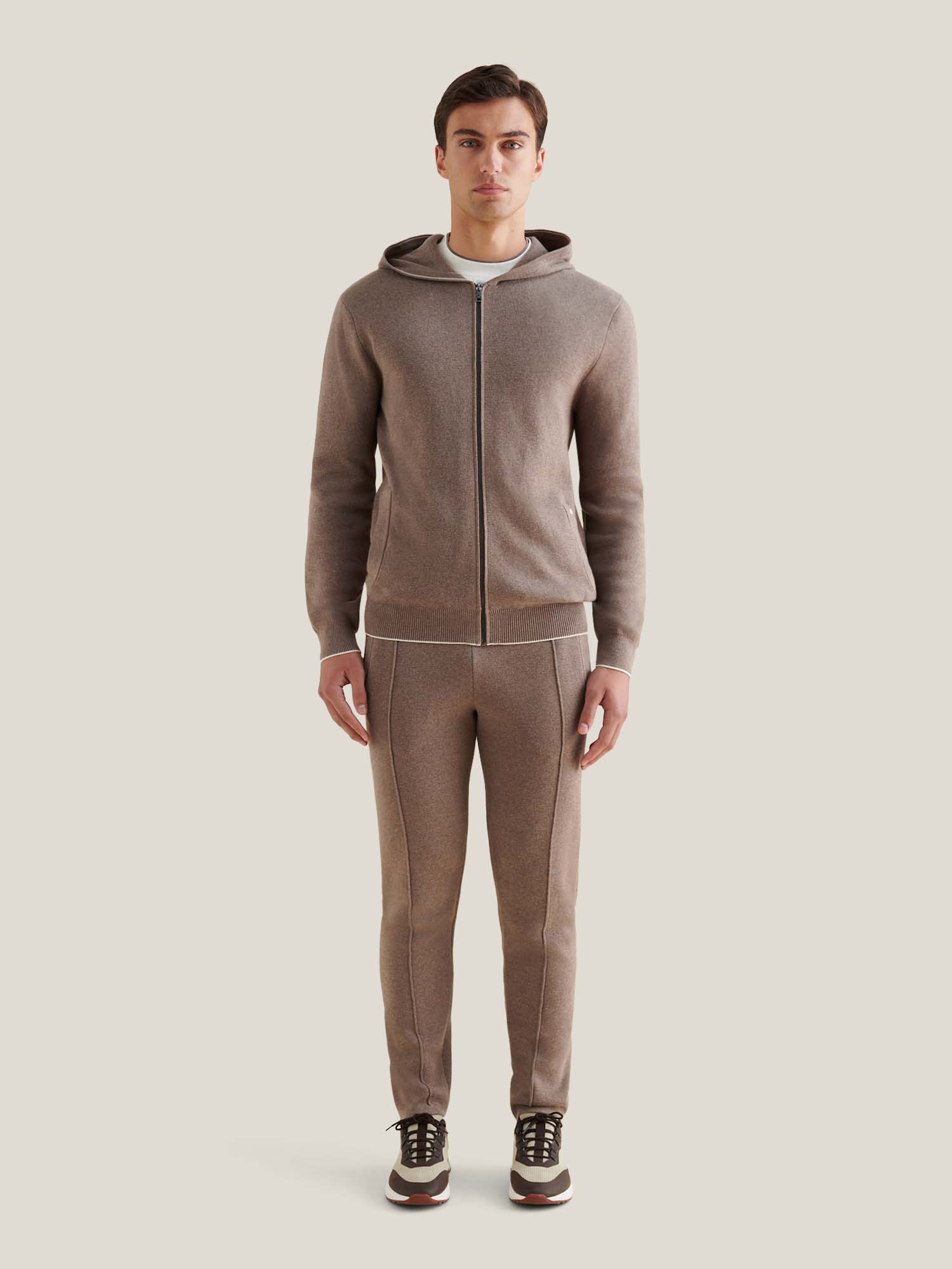 Knit Zip Hoodie in Iron - Comfortable Casual Wear for Men