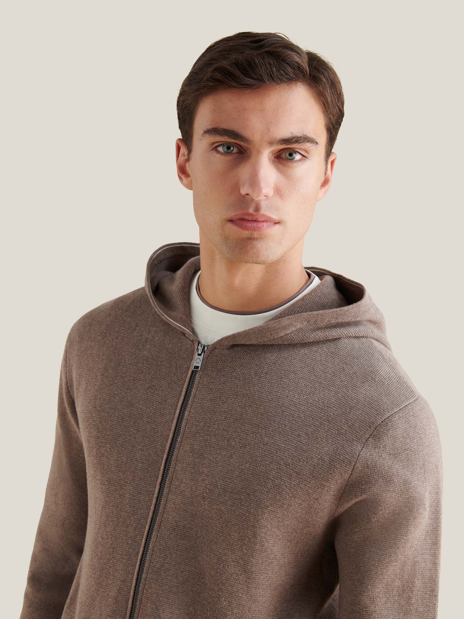 Knit Zip Hoodie in Iron - Comfortable Casual Wear for Men