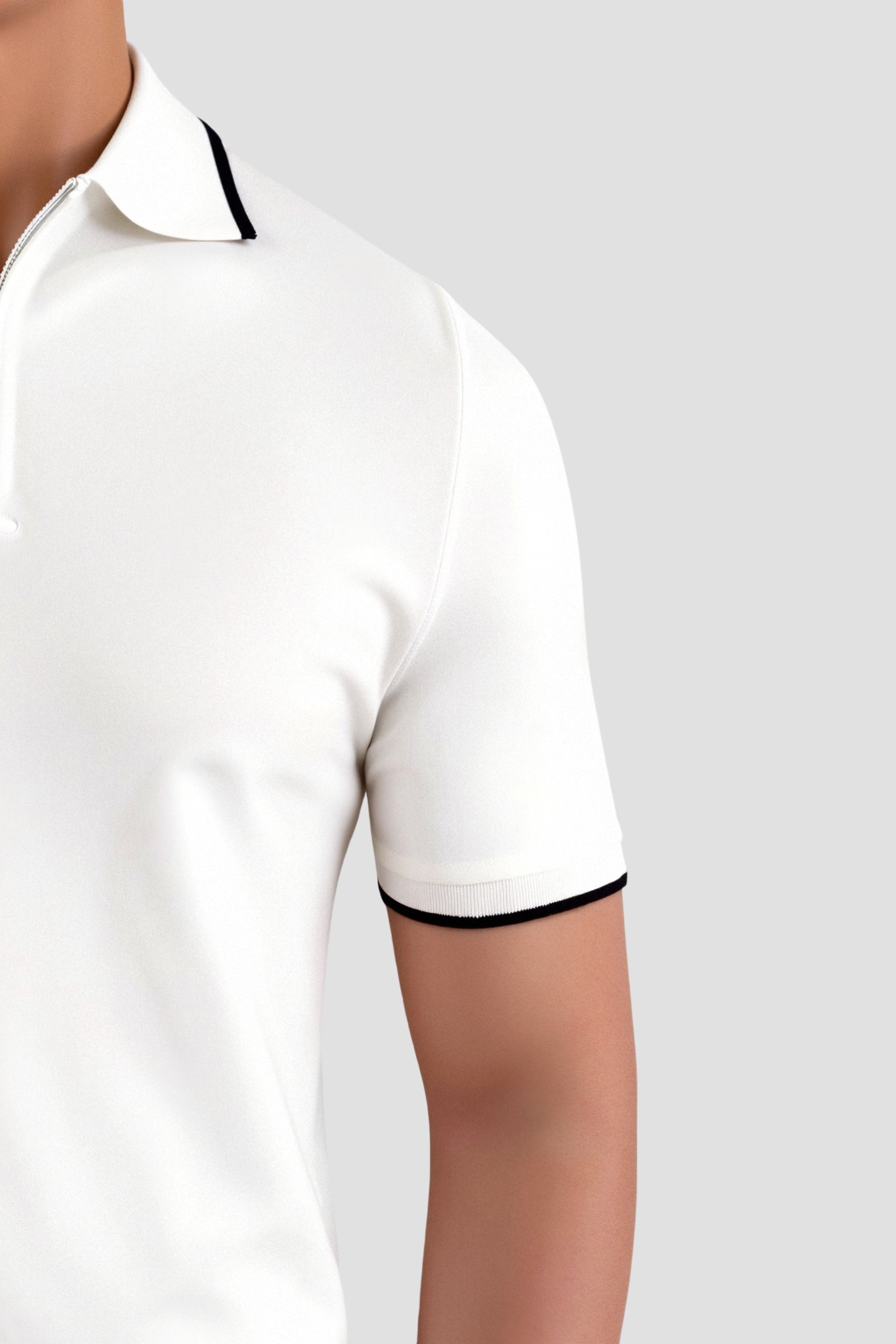 Knitted Quarter Zip Golf Polo Shirt for Men - Comfortable Performance Wear