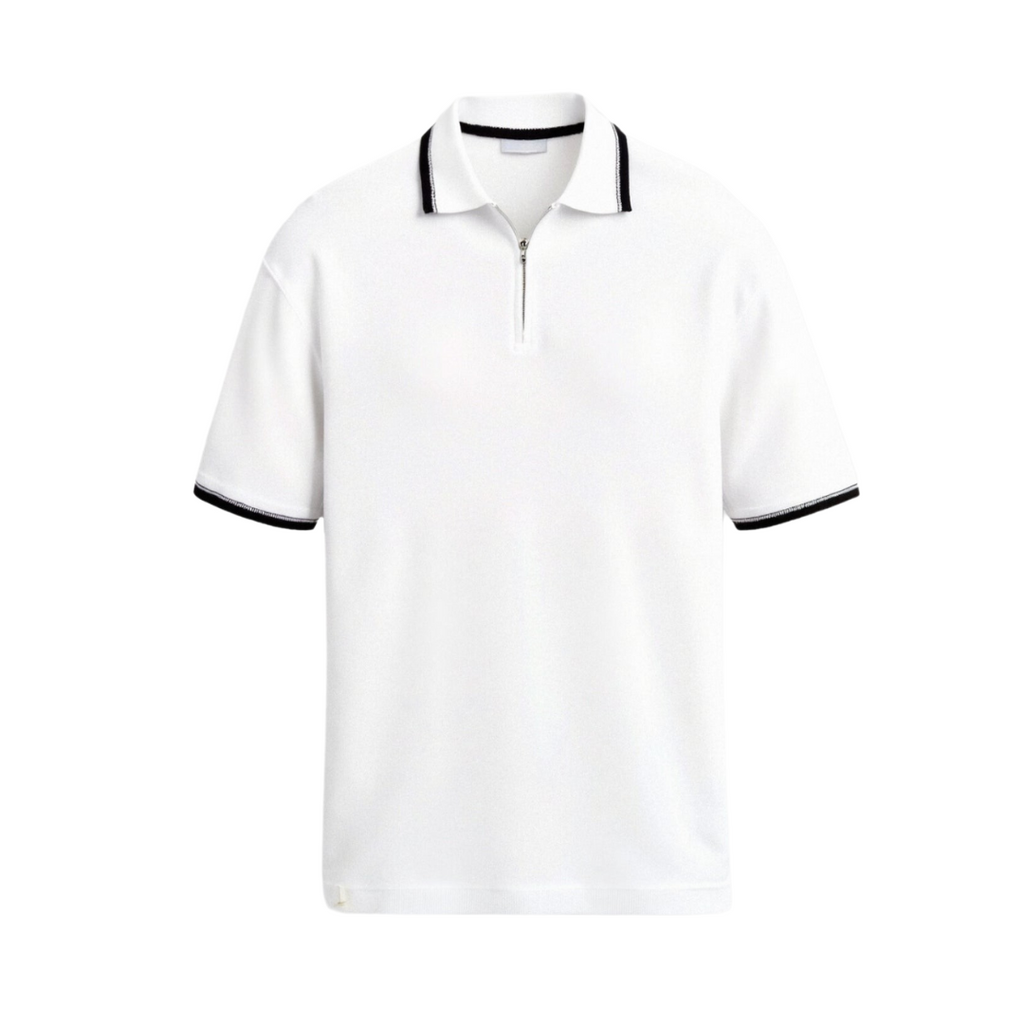 Knitted Quarter Zip Golf Polo Shirt for Men - Comfortable Performance Wear