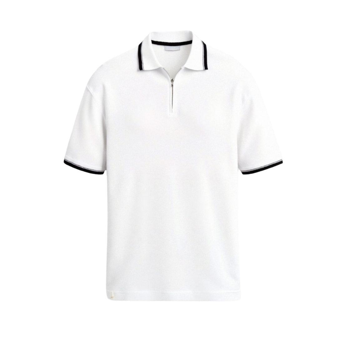 Knitted Quarter Zip Golf Polo Shirt for Men - Comfortable Performance Wear