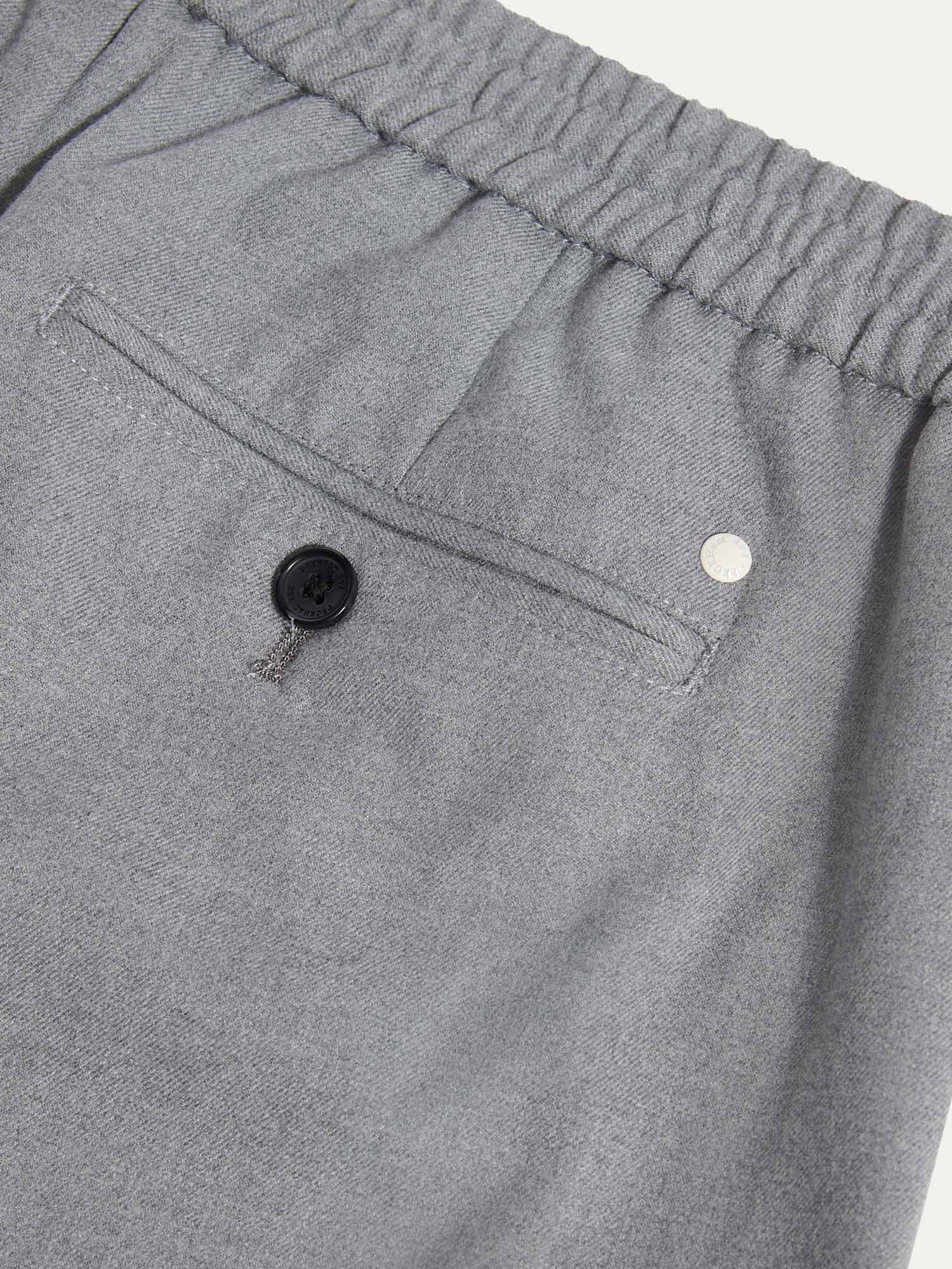 Light Grey Marl Flannel Drawstring Trousers for Casual Wear