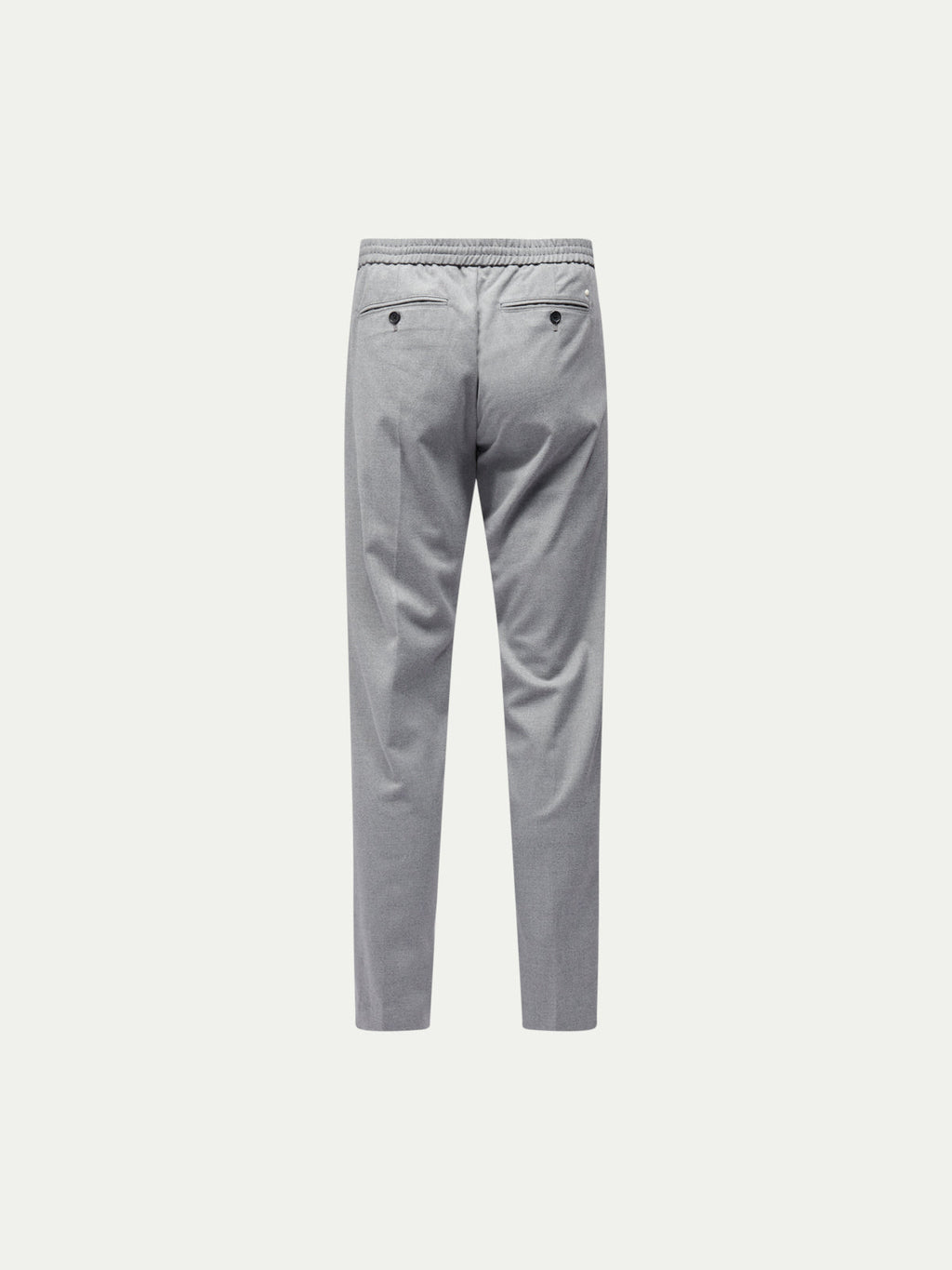 Light Grey Marl Flannel Drawstring Trousers for Casual Wear