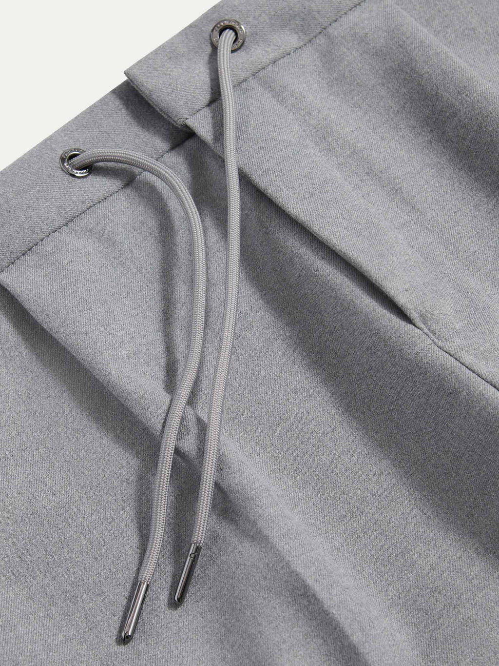 Light Grey Marl Flannel Drawstring Trousers for Casual Wear