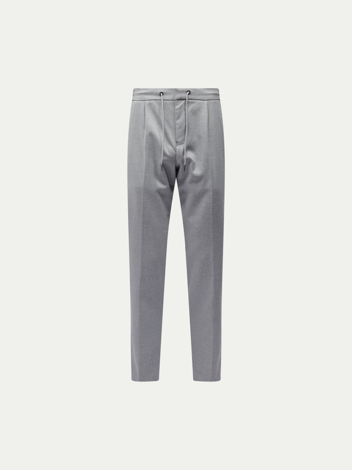 Light Grey Marl Flannel Drawstring Trousers for Casual Wear