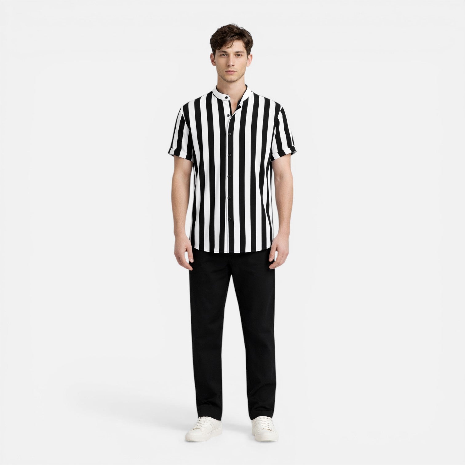 Lightweight Vertical Stripe Slim Fit Summer Shirt for Men