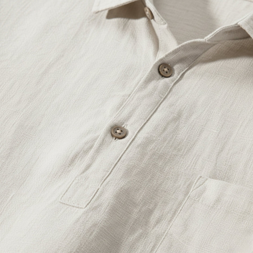 Linen Polo Shirt for Men - Casual Short Sleeve Top for Warm Weather Wear