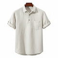 Linen Polo Shirt for Men - Casual Short Sleeve Top for Warm Weather Wear