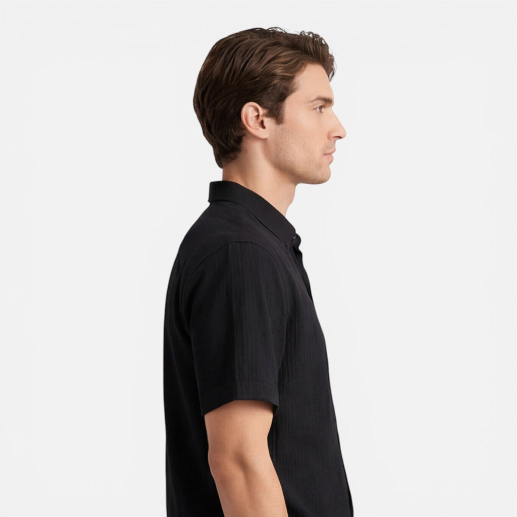 Men's Casual Short Sleeve Shirt and Pants Set - Lightweight Cotton Outfit