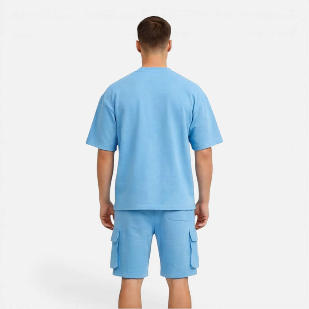 Men’s Casual Summer T-Shirt and Cargo Shorts Set - Comfortable Cotton Outfit