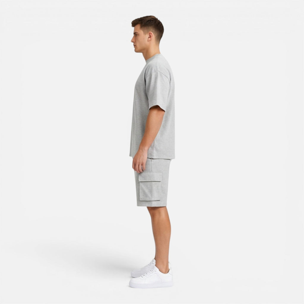 Men’s Casual Summer T-Shirt and Cargo Shorts Set - Comfortable Cotton Outfit