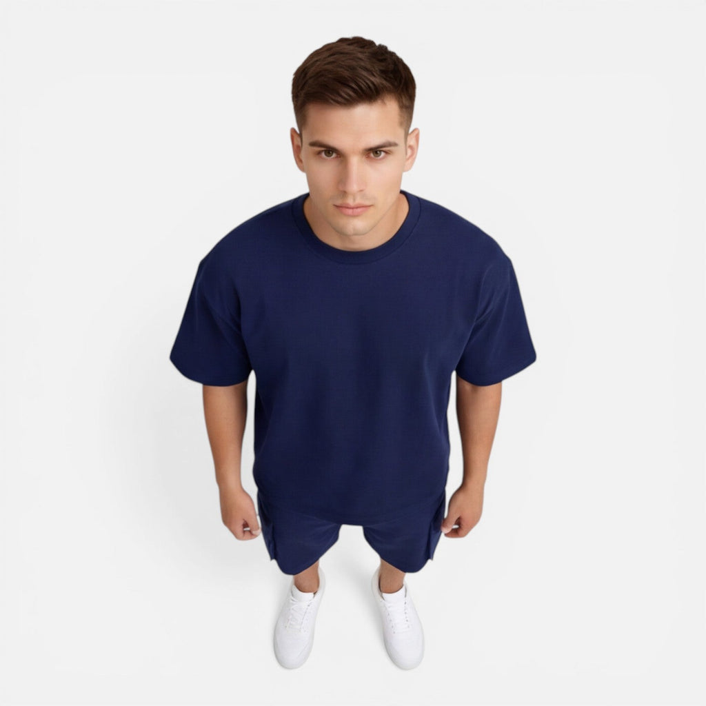 Men’s Casual Summer T-Shirt and Cargo Shorts Set - Comfortable Cotton Outfit