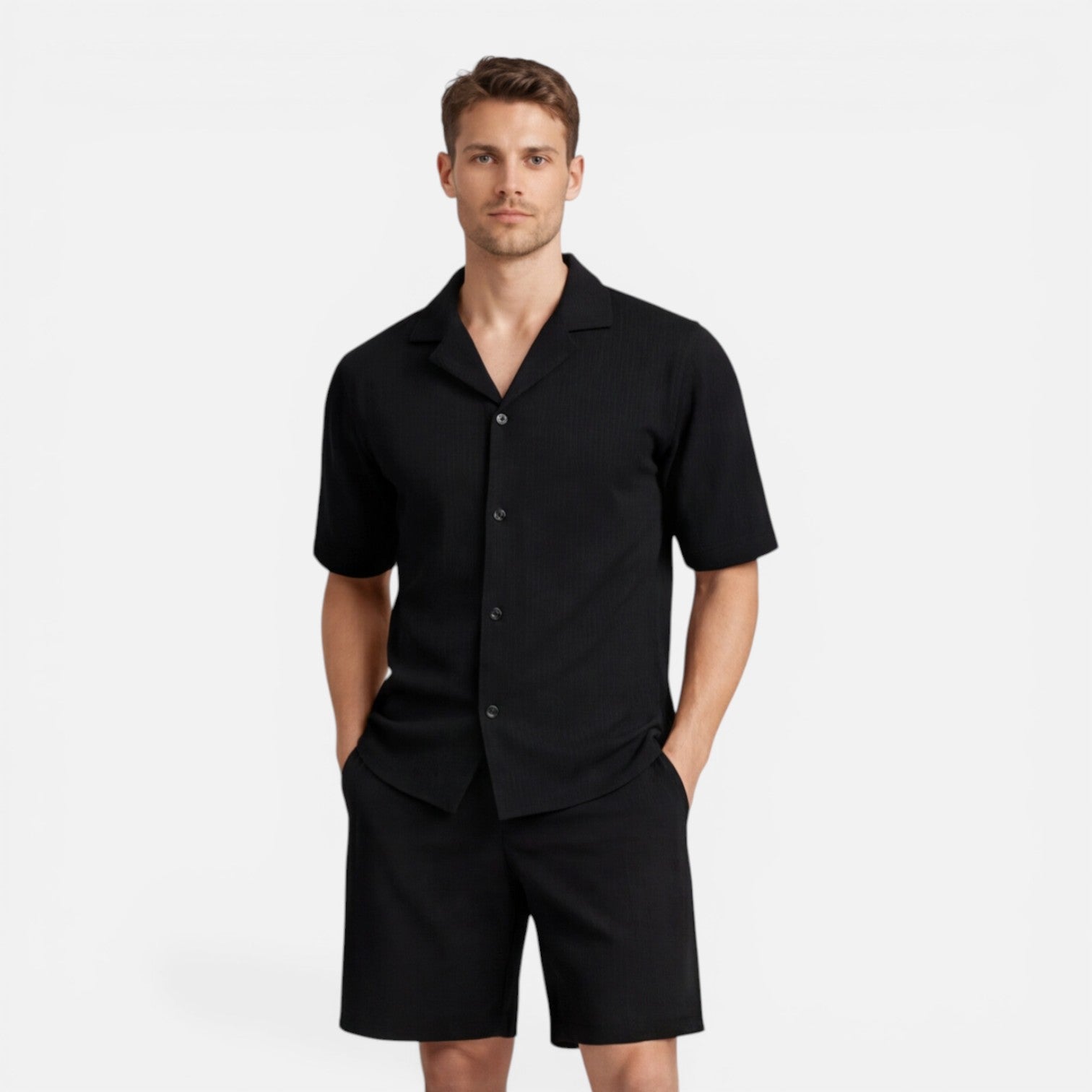 Men's Corduroy Shirt and Shorts Set | Casual Summer Outfit for Everyday Wear
