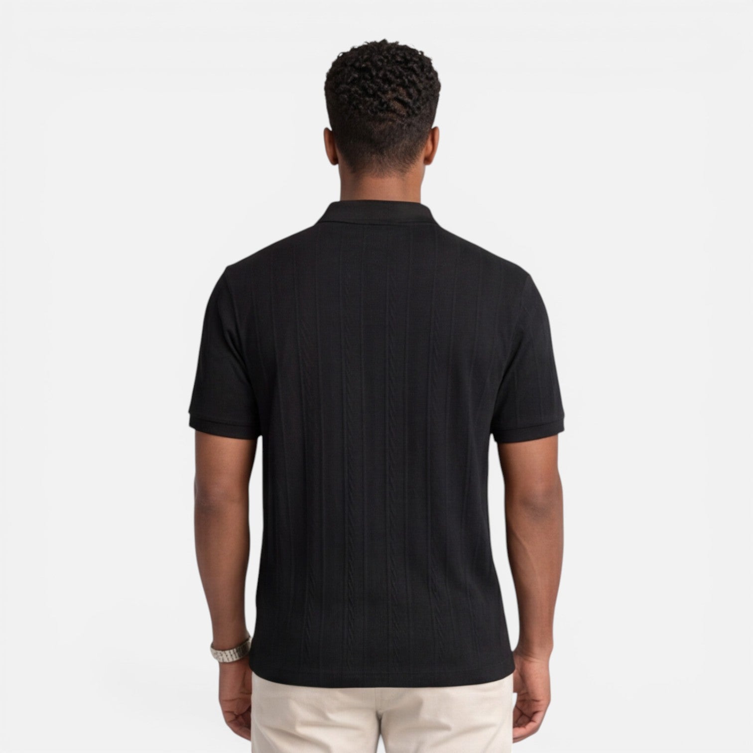 Men's Jacquard Knit Polo Shirt | Breathable Slim Fit Casual Wear