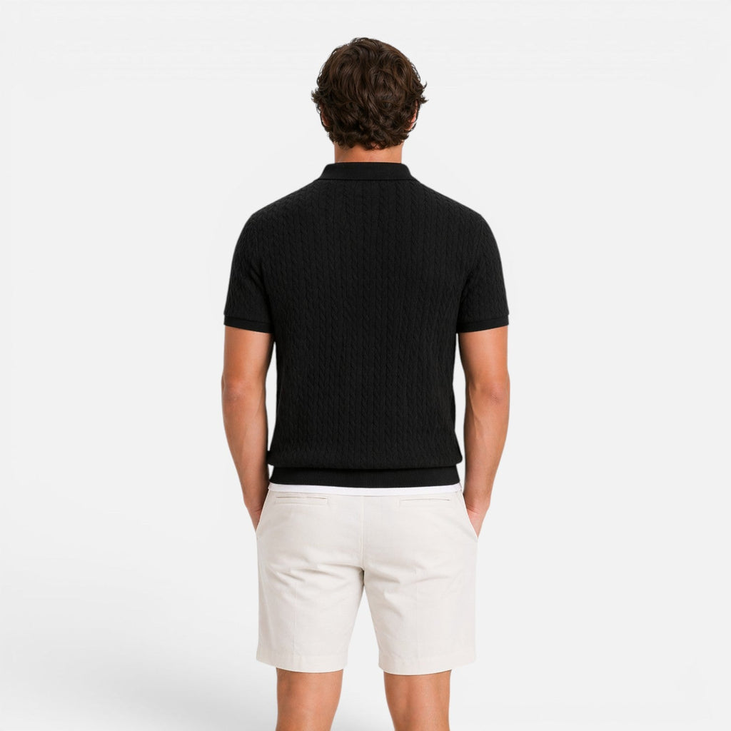 Men's Knit Polo Shirt | Textured Breathable Fabric | Regular Fit for Casual Wear