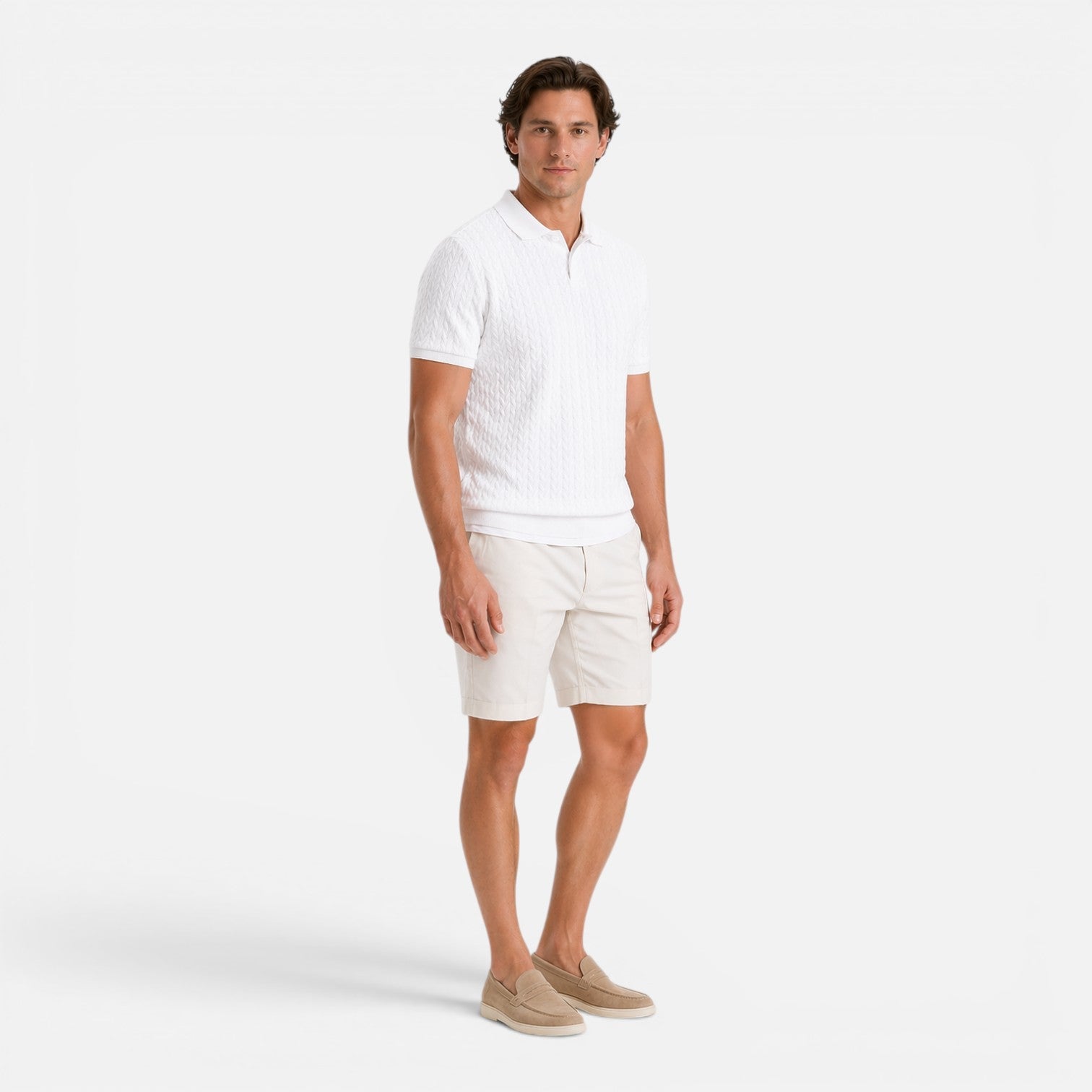 Men's Knit Polo Shirt | Textured Breathable Fabric | Regular Fit for Casual Wear