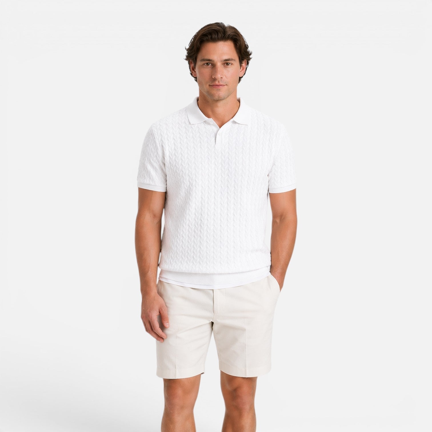 Men's Knit Polo Shirt | Textured Breathable Fabric | Regular Fit for Casual Wear
