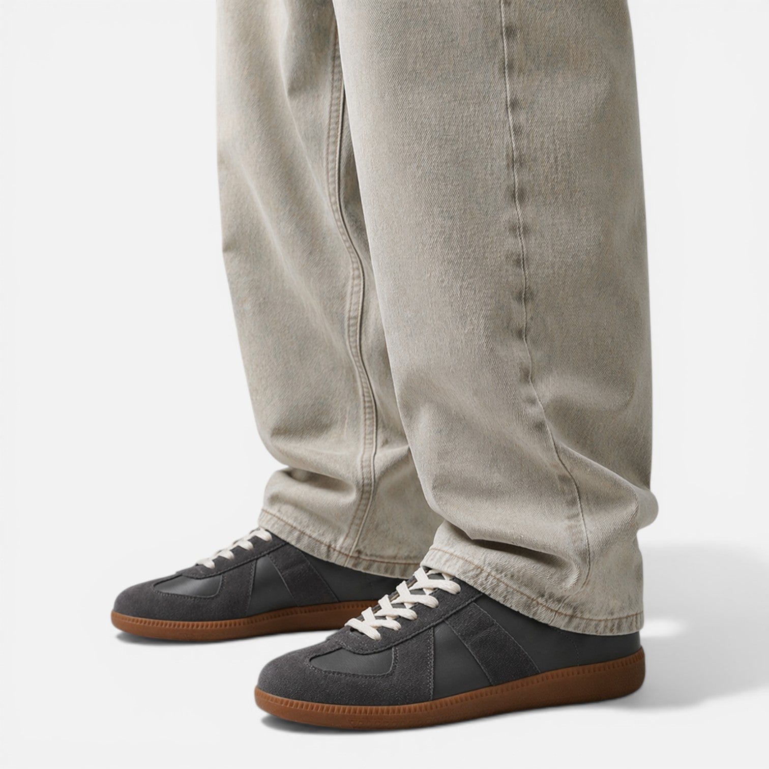 Men's Leather Lace-Up Low-Top Sneakers for Casual Wear