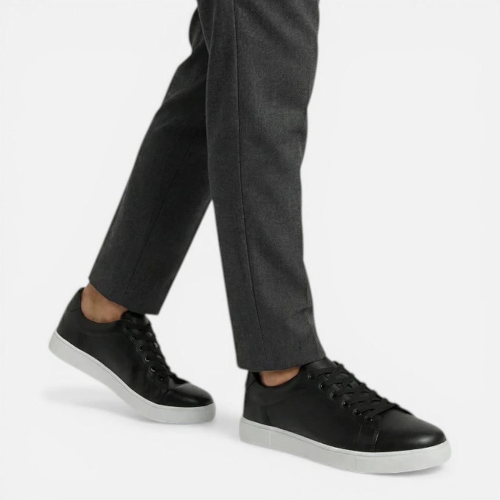 Men's Leather Low Top Sneakers | Classic Comfort Casual Shoes